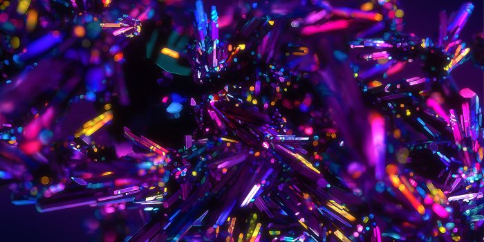 3840x3840 Wallpaper Crystals, Digital art, Purple, Abstract, Colorful, HD, 4K