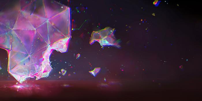 3867x1302 Bismuth gemstone, digital art, abstract, RGB, triangle HD wallpaper