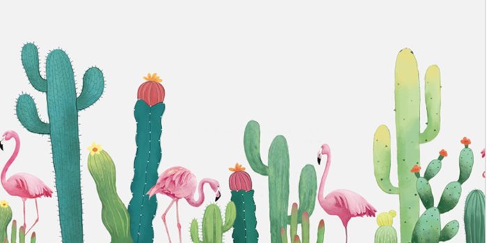 1472x974 Flamingo and Cactus Wall Sticker