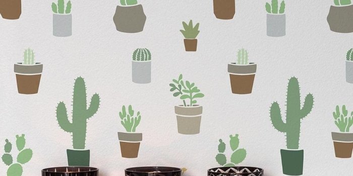 1000x1000 Cactuses Wallpaper Stencil - Beautiful Cactus stencils for DIY nursery!