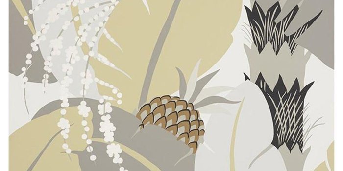 1500x1500 Schumacher Paul Poiret Ananas Neutral Floral Botanical Wallpaper