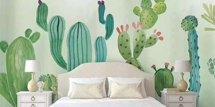 1000x800 US $9.3 38% OFF|Beibehang papel de parede 3d wallpaper Hand painted cactus  modern minimalist fashion Children's room background wall wallpaper-in