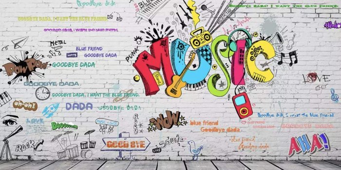 1356x838 Amazon.com: Murwall Graffiti Wallpaper Music Wall Mural Brick Wall