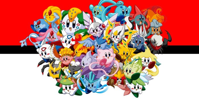 1920x1080 I made a wallpaper with Kirby as (most of) the Legendary Pokémon