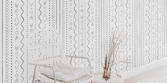 1500x1500 Delicate Aztec Design Wallpaper, Gender Neutral Boho Nursery, Black and  White Removable and Traditional Wallcovering