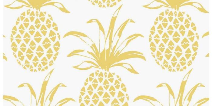 1500x1500 Piña Sola Designer Wallpaper in Color Lemon 'Yellow on White'