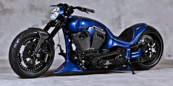 1332x850 Wallpaper Harley Davidson, Custom, Motorbike, Blue chopper images