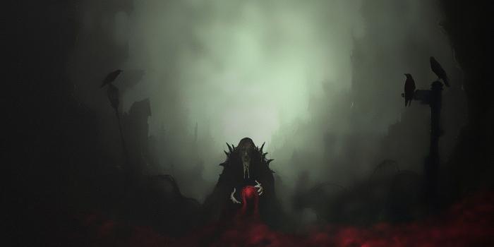 1332x850 Wallpaper night, crows, the sorcerer, hangman, damn place, black