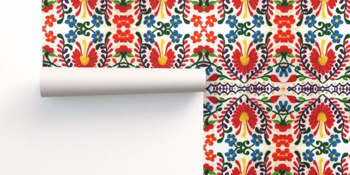 1024x1024 Red Mexican Flower on Isobar by tina_salazar_designs | Roostery Home