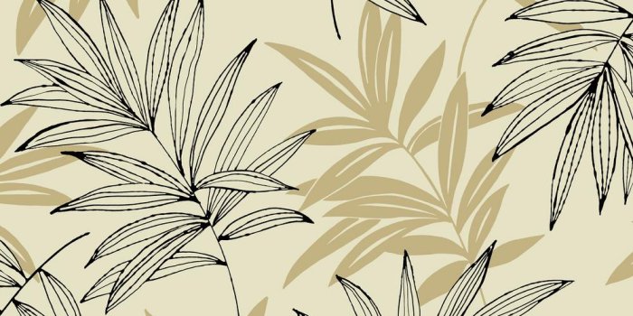 1000x1000 Metallic Gold and Ebony Tropical Leaf Wallpaper