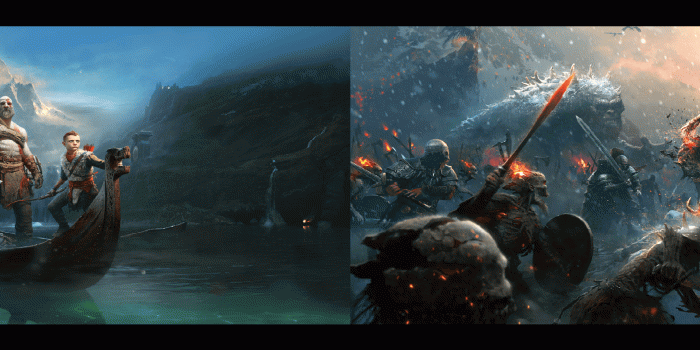 3840x1080 God of War. I couldn't find a dual monitor wallpaper, so I made one