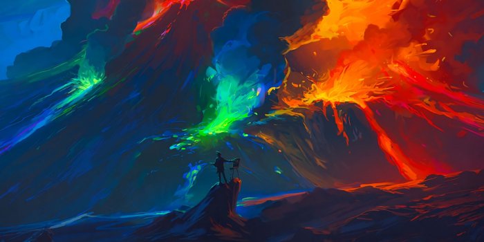 2560x1080 Download wallpaper 2560x1080 artist, waves, colorful, art, fantasy