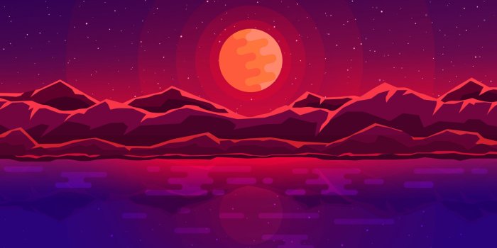 2560x1080 Download 2560x1080 wallpaper moon rays, red space, sky, abstract