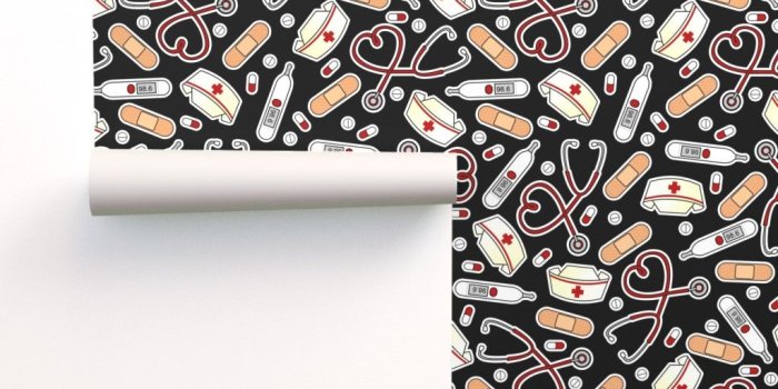 1024x1024 Cute Nurse Love Black on Isobar by jannasalak | Roostery Home Decor