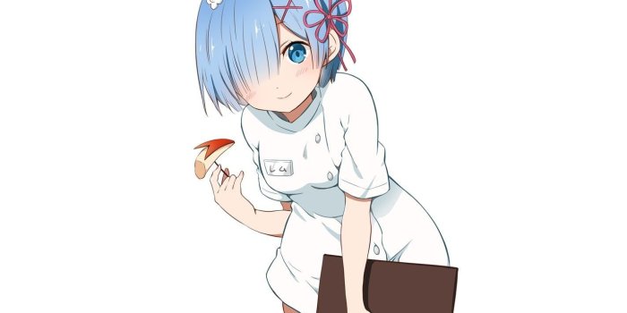 1424x1024 Blue haired nurse anime character illustration HD wallpaper