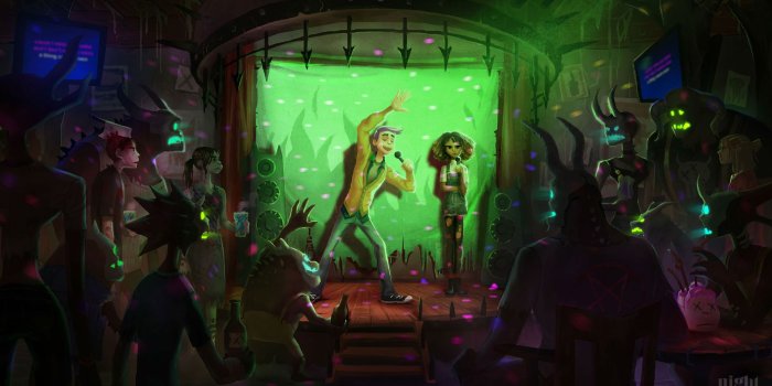 1920x1080 Hellish karaoke. Wallpaper from Afterparty | gamepressure.com