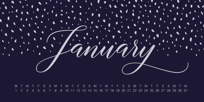 5120x2880 January 2018 Desktop Calendar Wallpaper — UpperCase Designs