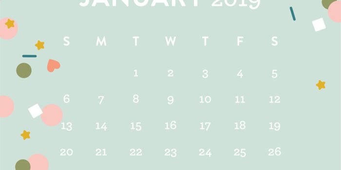 2251x4000 January 2019 Confetti Calendar Wallpaper - Sarah Hearts