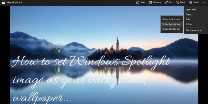 1280x720 How to set Windows Spotlight image as desktop background/wallpaper in  Windows 10 [Tutorial]