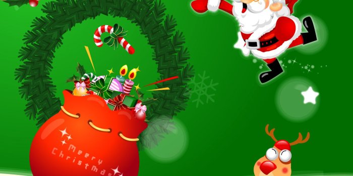 1600x1200 Santa Claus and Silly Reindeer widescreen wallpaper | Wide