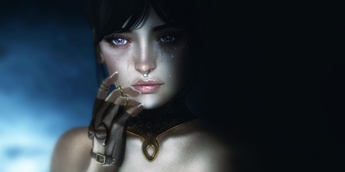2560x1440 Wallpaper Fantasy girl, face, tears, sadness 2560x1440 QHD Picture