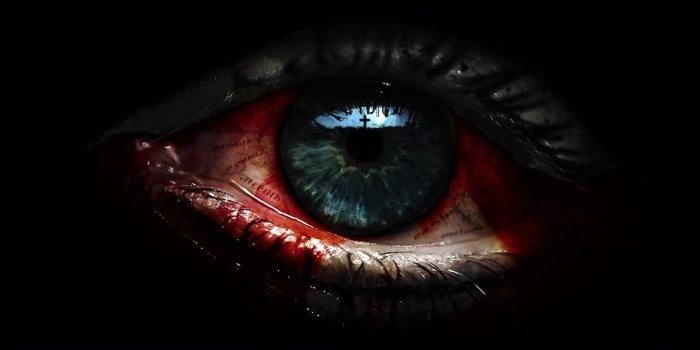 1332x850 Wallpaper eyes, reflection, cross, bloody tears, in the dark, black