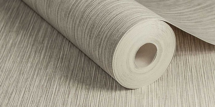 1500x1500 Grasscloth Effect | Metallic & Cream Taupe Wallpaper