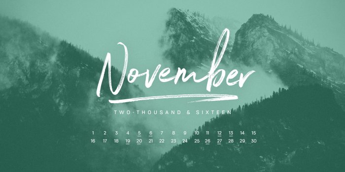 2880x1800 November 2016 Desktop Calendar Wallpaper | Paper Leaf