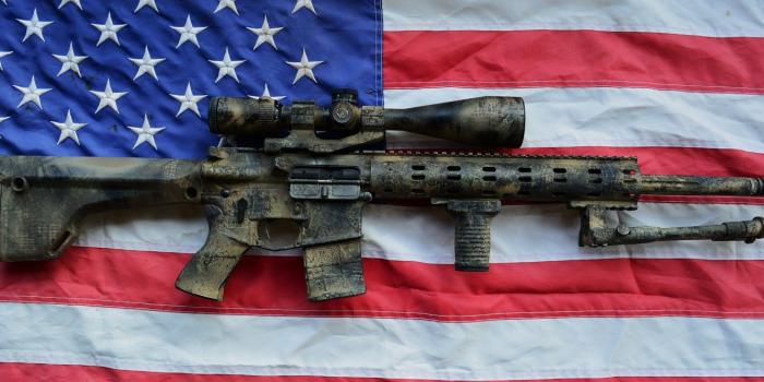 1332x850 Wallpaper weapons, flag, AR15, assault rifle, SPR images for desktop