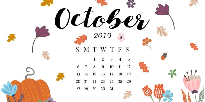 1856x1157 October 2019 Calendar Wallpapers