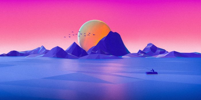 1280x720 Wallpaper Landscape, Neon, Minimal, Pink, Sunset, Seascape