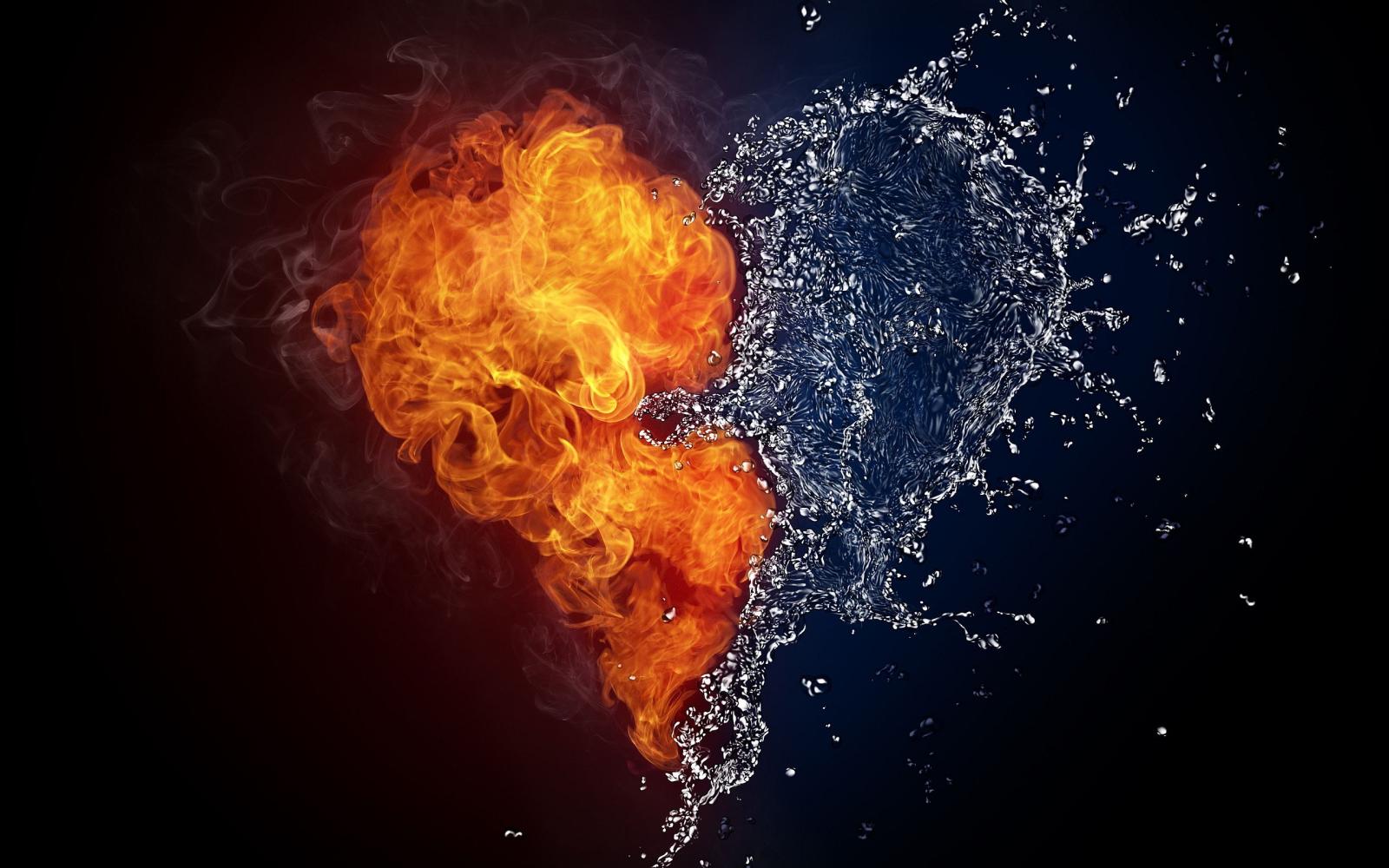 2560x1600 2048x1152 Fire Water Heart Art 2048x1152 Resolution HD 4k Wallpapers