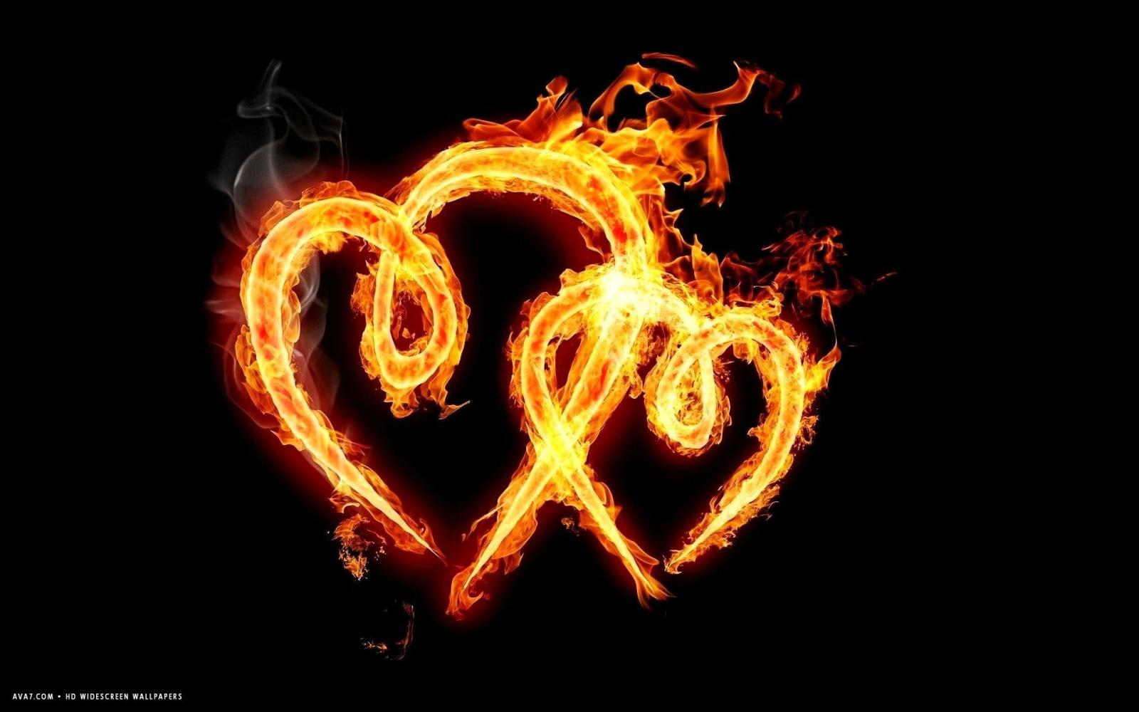 1920x1200 hearts two fire flames burning together hd widescreen wallpaper