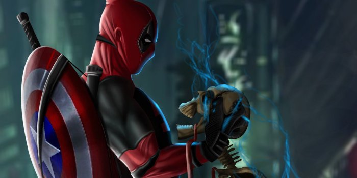 1920x1080 Deadpool With Captain America Shield, HD Superheroes, 4k Wallpapers