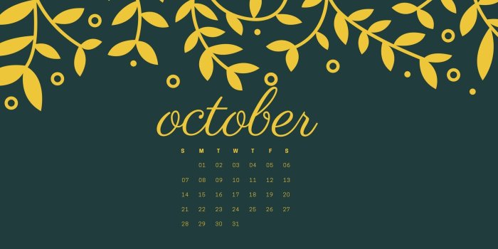 1920x1080 October 2018 Calendar Wallpapers
