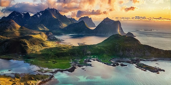 1920x1200 landscape, Nature, Mountain, Beach, Island, Lofoten, Norway, Clouds