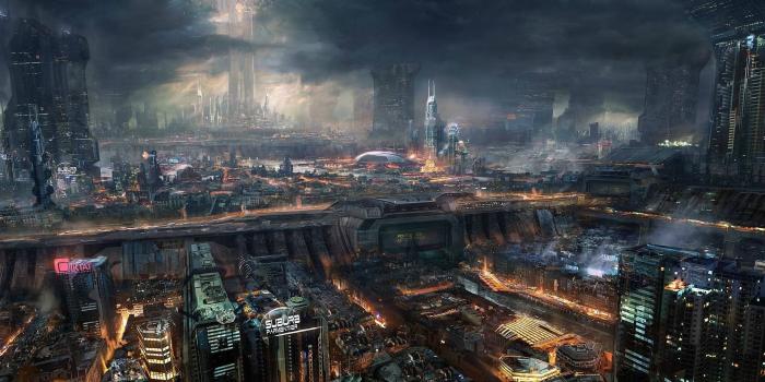 1920x1200 Future city in chaos : wallpapers