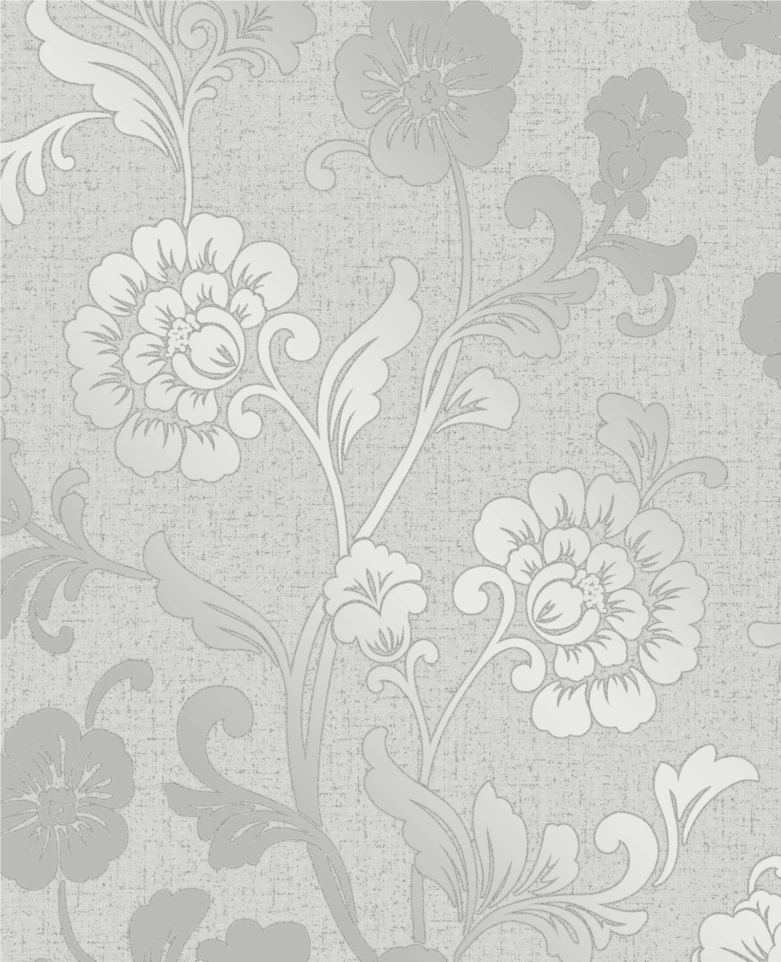 3071x3780 Fine Decor Quartz Floral Flower Grey Silver Textured Glitter Wallpaper  (FD41966)