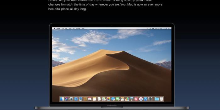 1417x1146 macOS Mojave sports a time-shifting wallpaper that changes through