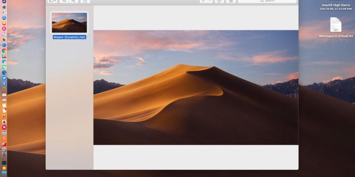 1440x900 macOS Mojave sports a time-shifting wallpaper that changes through