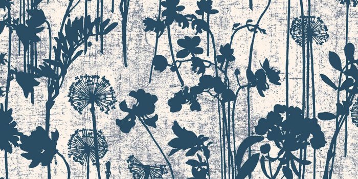 1000x1000 Distressed Floral Ivory and Navy Self-Adhesive Removable Wallpaper