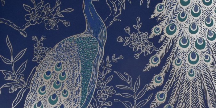 1000x1000 Rasch Peacock Navy Wallpaper