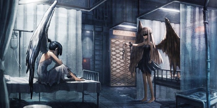 1414x1000 2875973 angel hospital anime girls wings wallpaper and background