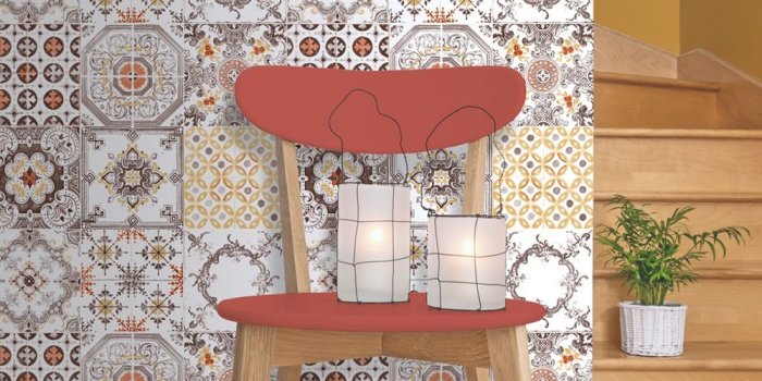 1000x1000 Muriva Muriva Tile Pattern Retro Floral Motif Kitchen Bathroom Vinyl  Wallpaper J95605