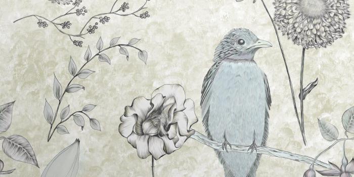 1000x1538 Birds and Flowers Wallpaper - Precious Mineral