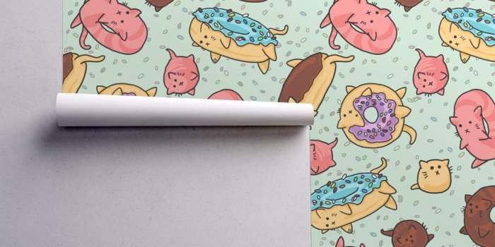 1024x1024 Donut Wallpaper Roll - Cat Donut Cat Cute Food Silly Funny by Amber