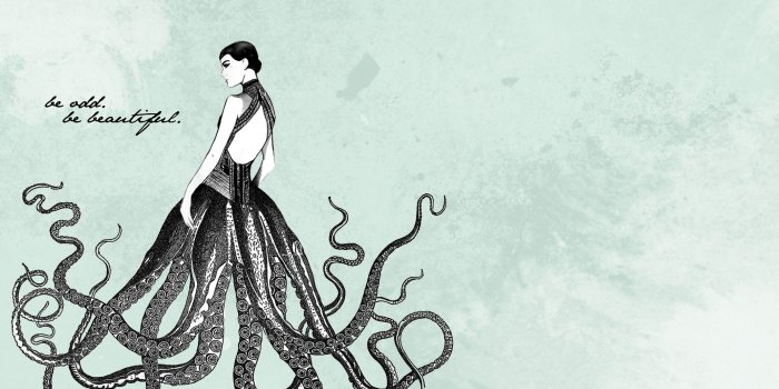 2064x1344 Be Odd, Be Beautiful” Octopus-Lady Desktop Wallpaper
