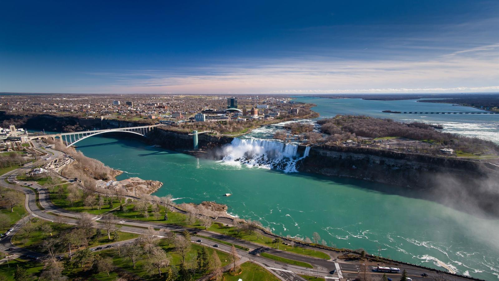 3840x2160 Wallpaper Niagara Falls, Canada, Ontario, bridge, river, city