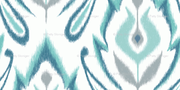 725x1263 Cool Blue IKAT wallpaper - pattysloniger - Spoonflower