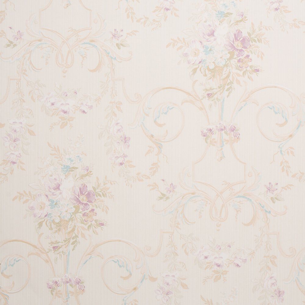 1000x1000 Cottage Floral Beige Shabby Chic Wallpaper for Walls - Double Roll - Romosa  Wallcoverings LL7540